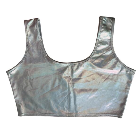 New 2 Piece Set Iridescent Festival Top & Leggings Sz Large Futuristic Halloween - Picture 14 of 14